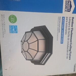 Black Outdoor Lantern Flushmount Ceiling Light